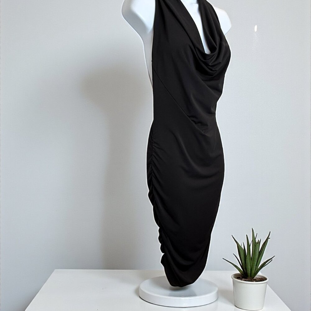 MODA INTERNATIONAL HALTER ZIP BACK DRESS BLACK